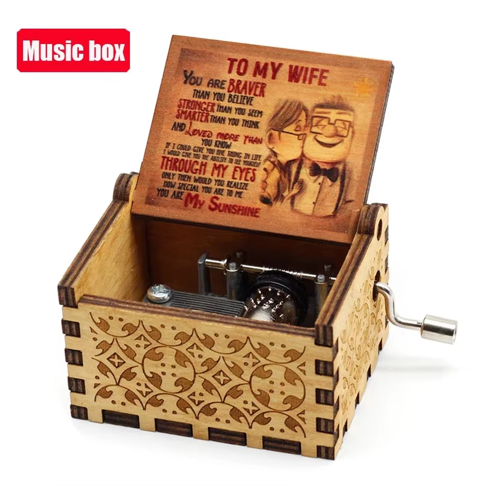 HOT Wooden Hand Crank Black Jurassic Park Music Box Children'S Holiday Gifts Christmas Gifts New Year Gift