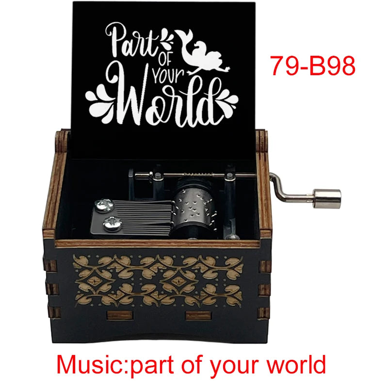 Popular Part of Your World Wooden Music Box from Anime Movie Beauty Fish Princess Hand Operated Movement Cute Home Ornament