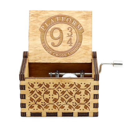 943 Hand Cranked Music Box Solid Wood Antique Carved Wooden Hand Crank Music Box Figure Christmas Birthday Gift