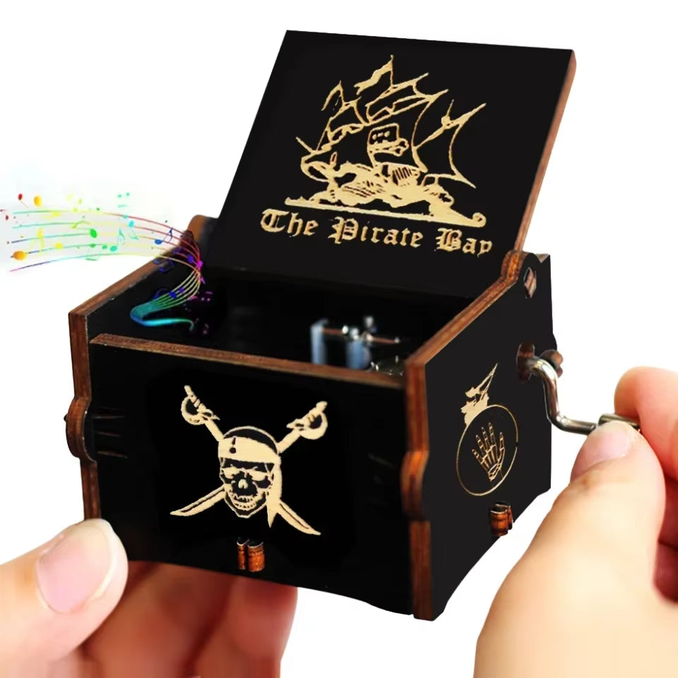 HOT Wooden Hand Crank Black Jurassic Park Music Box Children'S Holiday Gifts Christmas Gifts New Year Gift