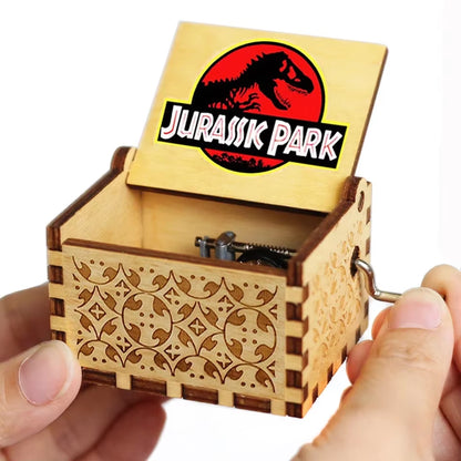 HOT Wooden Hand Crank Black Jurassic Park Music Box Children'S Holiday Gifts Christmas Gifts New Year Gift
