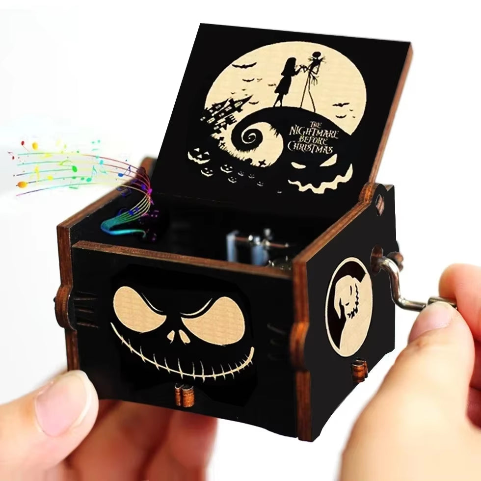 HOT Wooden Hand Crank Black Jurassic Park Music Box Children'S Holiday Gifts Christmas Gifts New Year Gift