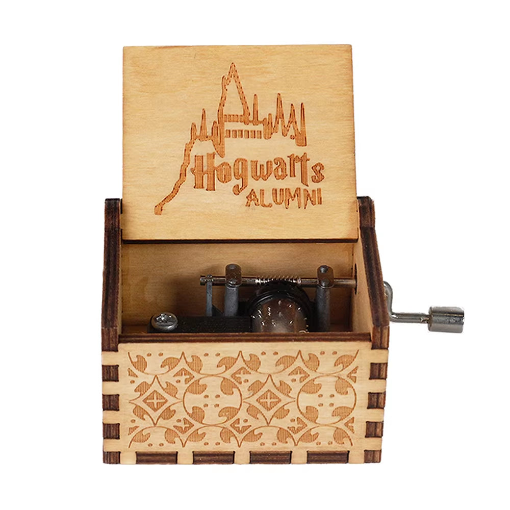 943 Hand Cranked Music Box Solid Wood Antique Carved Wooden Hand Crank Music Box Figure Christmas Birthday Gift