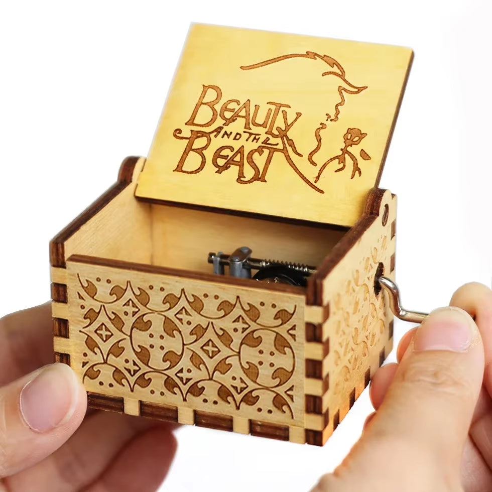 HOT Wooden Hand Crank Black Jurassic Park Music Box Children'S Holiday Gifts Christmas Gifts New Year Gift
