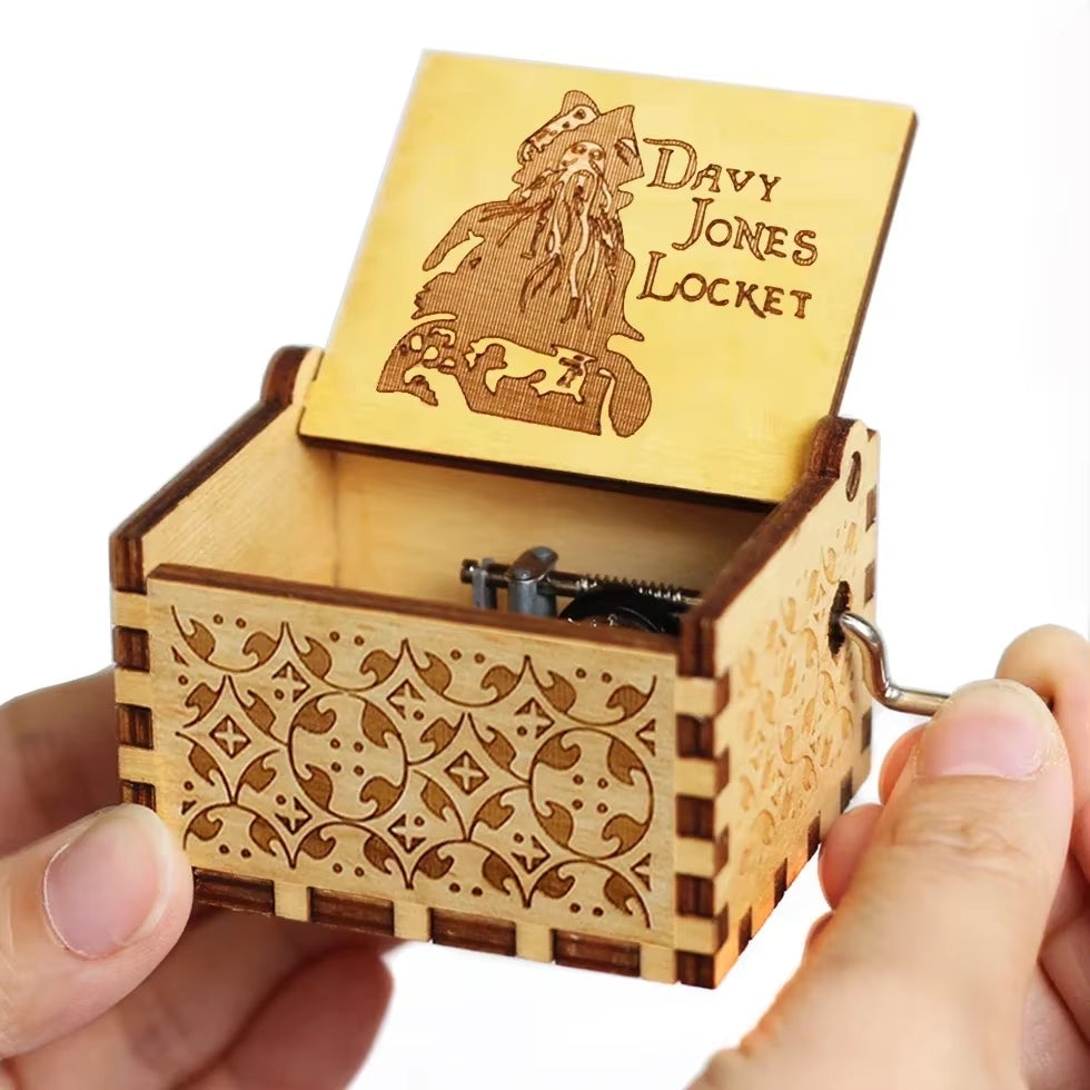 HOT Wooden Hand Crank Black Jurassic Park Music Box Children'S Holiday Gifts Christmas Gifts New Year Gift