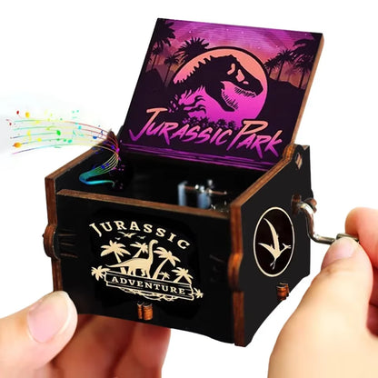 HOT Wooden Hand Crank Black Jurassic Park Music Box Children'S Holiday Gifts Christmas Gifts New Year Gift