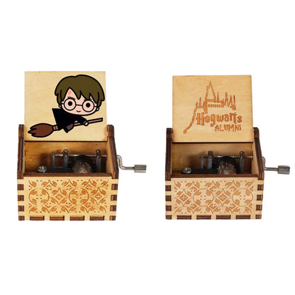 943 Hand Cranked Music Box Solid Wood Antique Carved Wooden Hand Crank Music Box Figure Christmas Birthday Gift