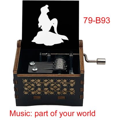 Popular Part of Your World Wooden Music Box from Anime Movie Beauty Fish Princess Hand Operated Movement Cute Home Ornament