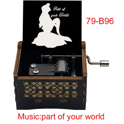 Popular Part of Your World Wooden Music Box from Anime Movie Beauty Fish Princess Hand Operated Movement Cute Home Ornament