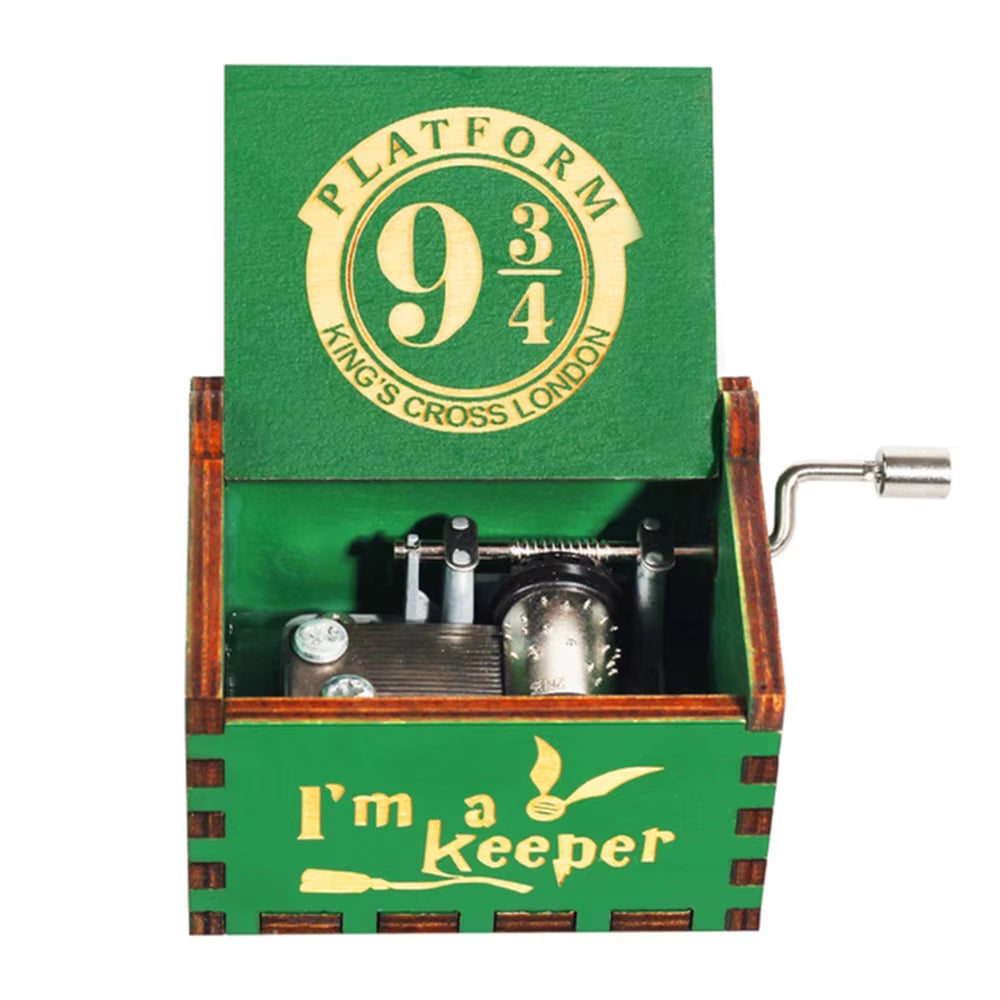 943 Hand Cranked Music Box Solid Wood Antique Carved Wooden Hand Crank Music Box Figure Christmas Birthday Gift