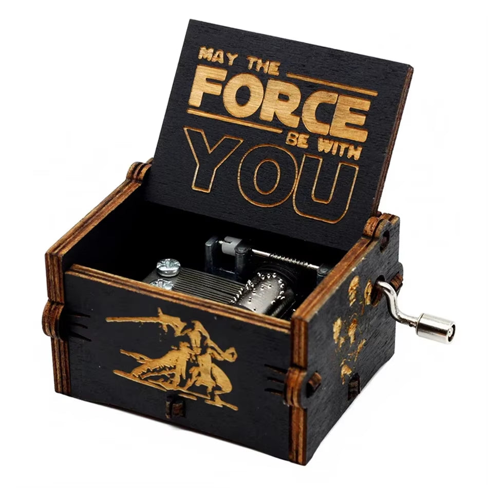 HOT Wooden Hand Crank Black Jurassic Park Music Box Children'S Holiday Gifts Christmas Gifts New Year Gift