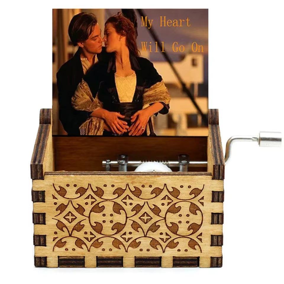 HOT Wooden Hand Crank Black Jurassic Park Music Box Children'S Holiday Gifts Christmas Gifts New Year Gift